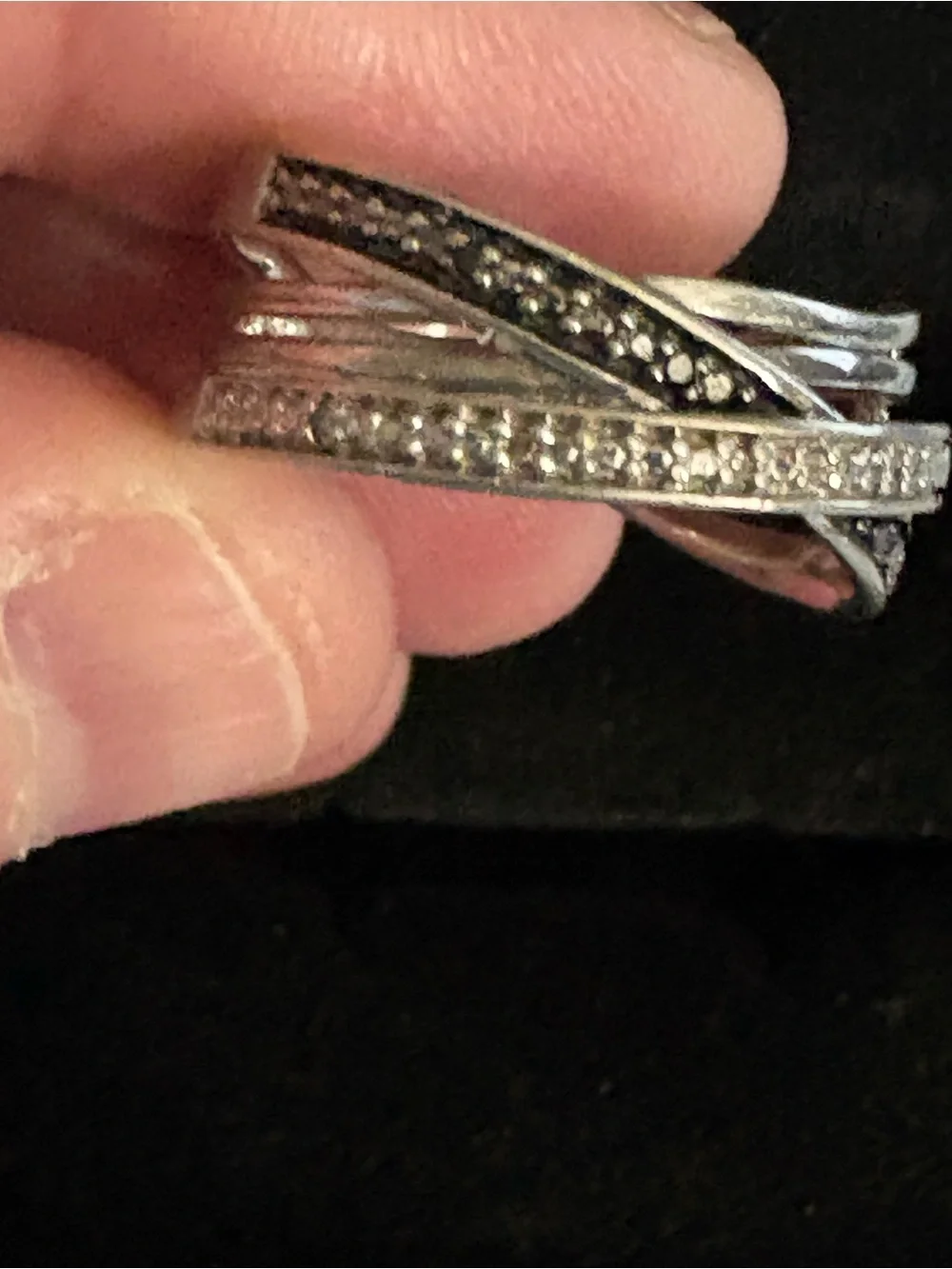 Kay Jewelers Silver Crisscross Pave Ring